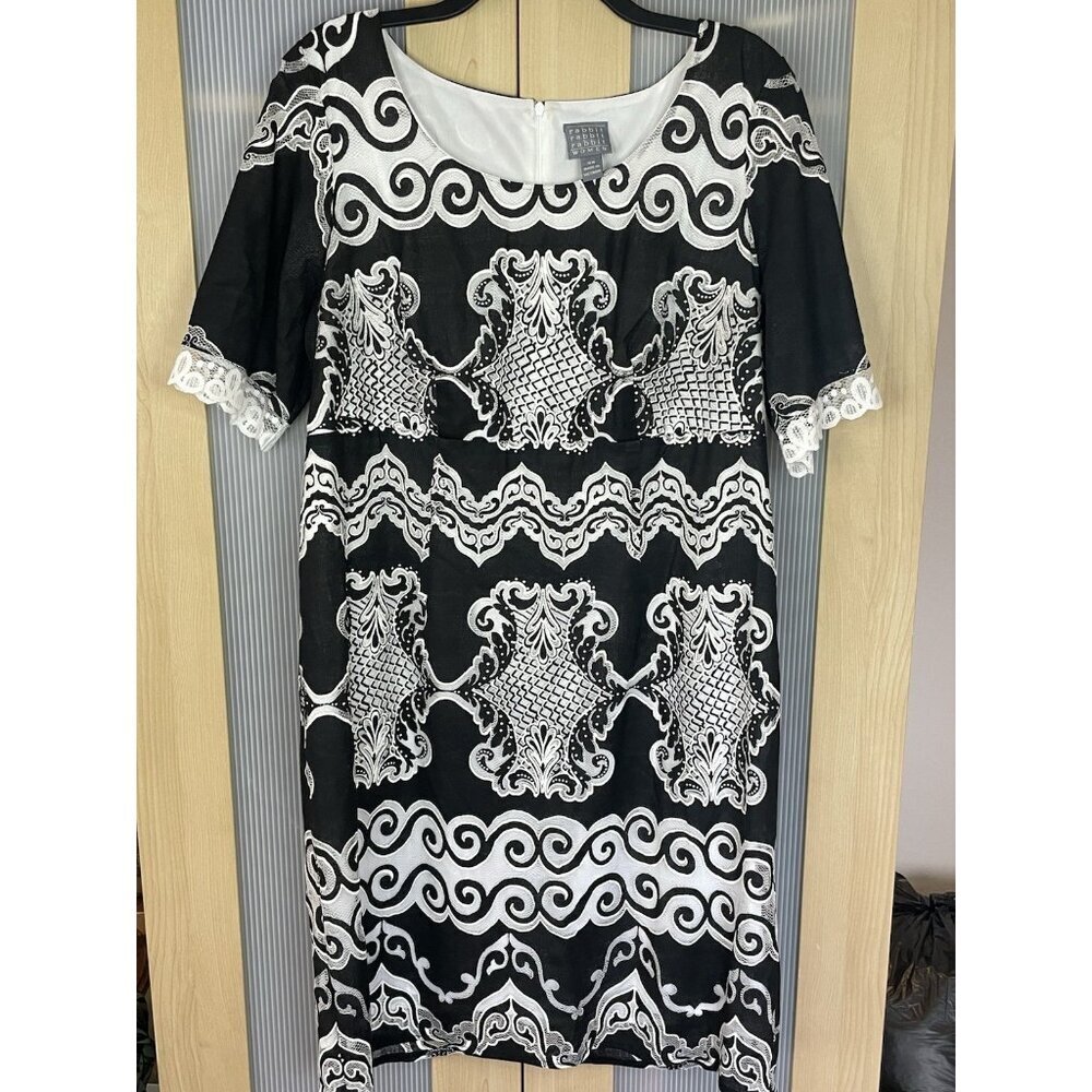 Rabbit Rabbit Rabbit Designs‎ Dress Sz 16 Plus Black White Wedding Career Retro